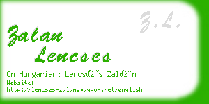 zalan lencses business card